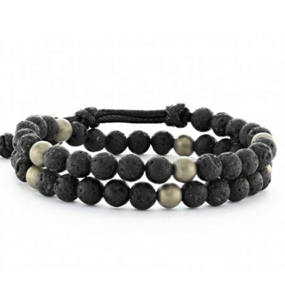 Katie Soleil Jewelry - Handmade Lava Hematite 2 Wrap Bracelet Choker NEW